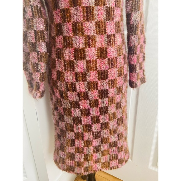 60s/70s Vintage Brown & Pink Dress size small/xs - Picture 6 of 7
